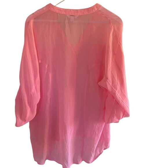 Candie’s pink sheer button down large blouse - Picture 6 of 9